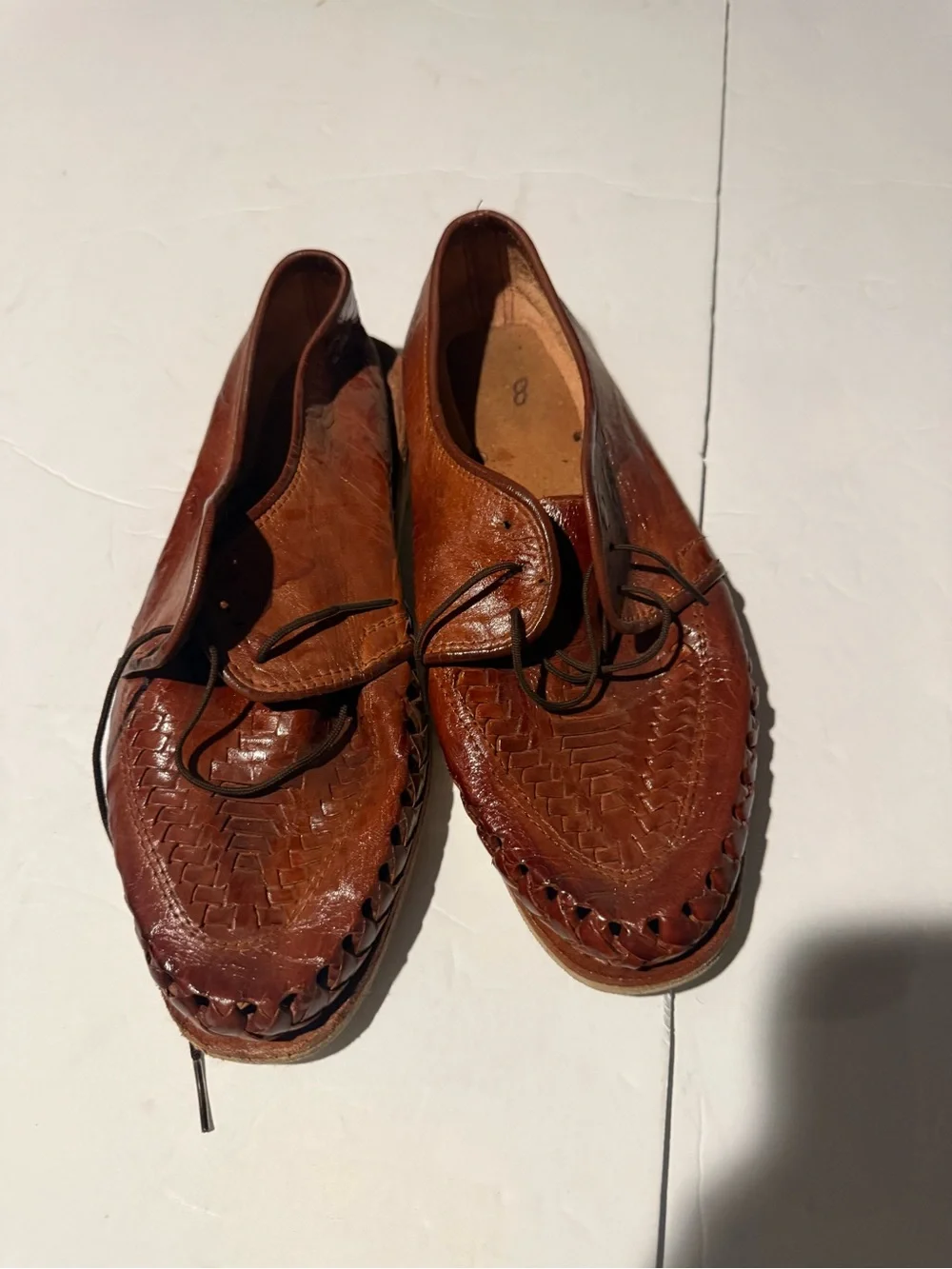 Brown Leather Woven Men’s Moccasin Shoes Mexican sandals nice quality